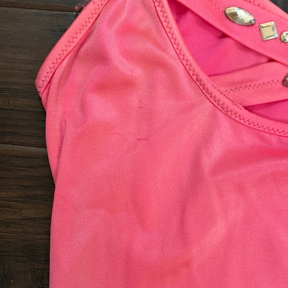 Vibrant Pink Mini Dress with Embellished Straps - Picture 4 of 7